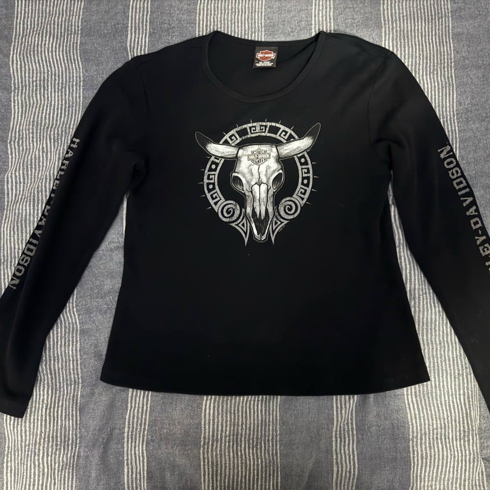 Harley-Davidson Black Cotton Long‎ sleeve skull